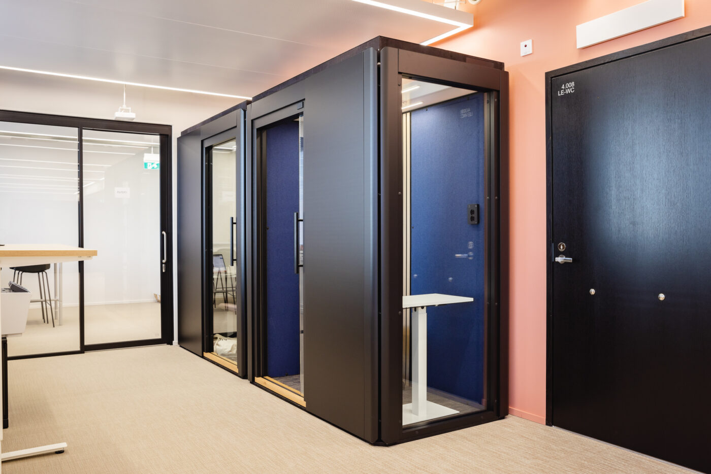 Two Octacell 2X1 phone booths at the Minjon office